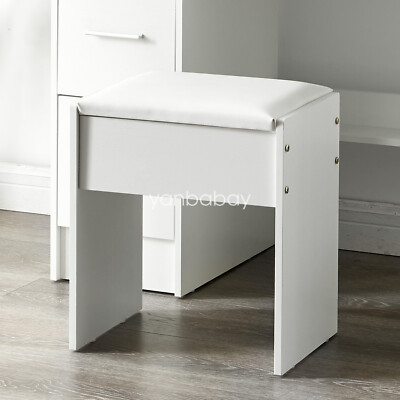 White Dressing Makeup Stool For Bedroom Piano Seat Soft Padded Cushion Chair NEW