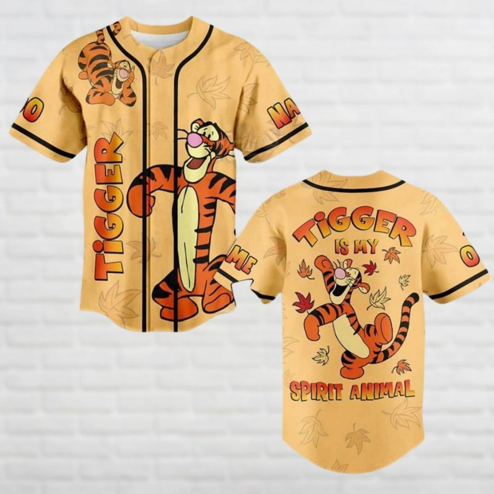 Custom Tigger Disney Cartoon 3D Baseball Jersey Shirt US Size All Over Print