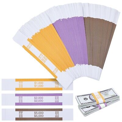 300-Pack Money Bands for Cash, Self-Adhesive 1000, 2000, 5000 Currency Straps