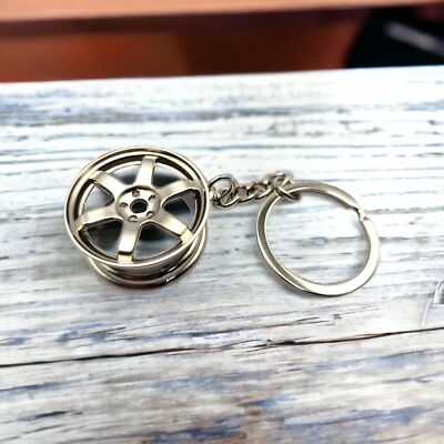 Car Wheel Rim Keychain JDM Racing Auto Enthusiast Key Ring Gift TE37