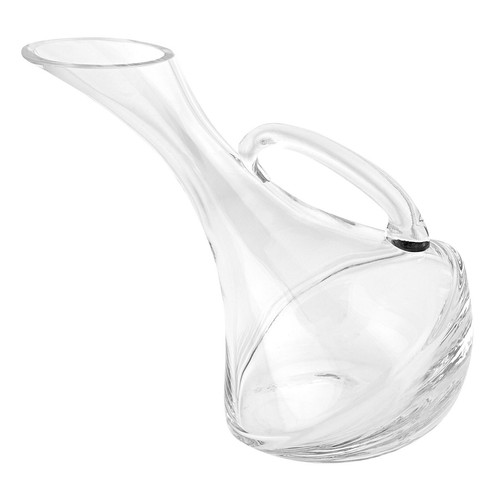 Elegant Crystal Mouth Blown Decorative Olivia Leaning Wine Carafe 8.75”, 32 oz