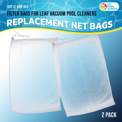 2 Fine Mesh Filter Net Bags for Leaf Vacuum Pool Cleaners 16" x 20", Replacement