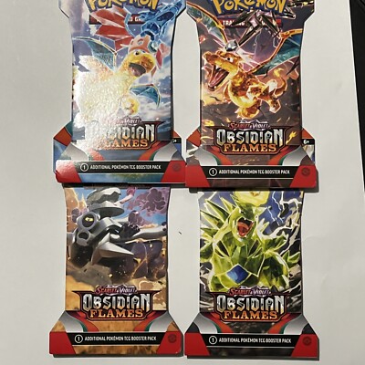 Pokemon Obsidian Flames Sleeved Booster COMPLETE ART SET - 4 Packs SEALED