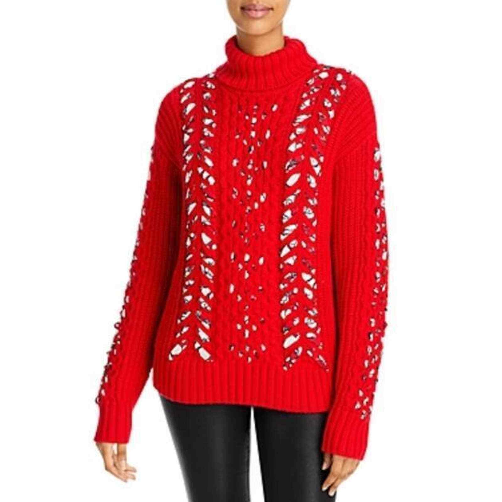 

Женский свитер с высоким воротником из мериносовой шерсти Jason Wu, красный, размер