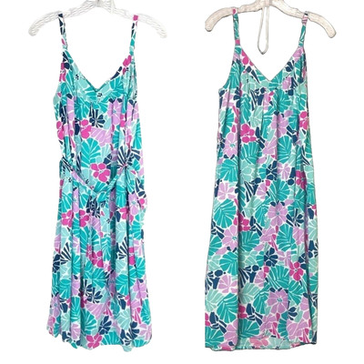 Gap Tropical Print Sundress Sleeveless V-neck Midi Cotton Blend Lined MP