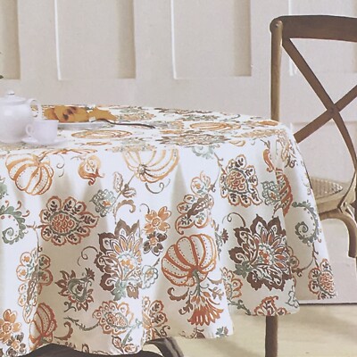 Envogue Tablecloth Pumpkin Paisley Orange Brown Fall Thanksgiving Cotton 70 R