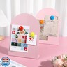 Shimeyao 2 Pcs Pink Magnetic Bulletin Board for Tabletops with 8 Magnets 12 x 8.5 Inch Memo Display Easel Stand for Home Office School Kitchen Table Supplies (Arched)