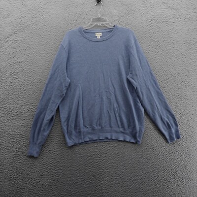 J Crew Long Sleeve Cotton Sweater Tee XL Blue Mens Lightweight Crew Neck