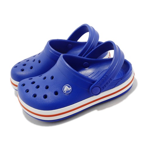 

Crocs Crocband Clog K Blue Bolt Белые детские дошкольные сандалии без шнуровки 207006-4KZ, Синий, Crocband Clog K