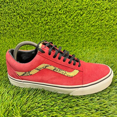 Vans Old Skool Snake Red Gold Mens Size 8 Athletic Casual Shoes Sneakers TC6D