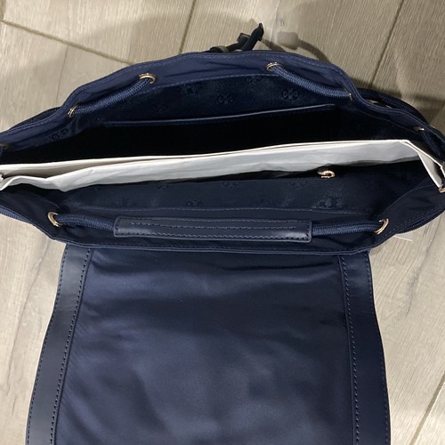 NWT Authentic Tory Burch Royal Navy Nylon Flap Drawstring Backpack 73207