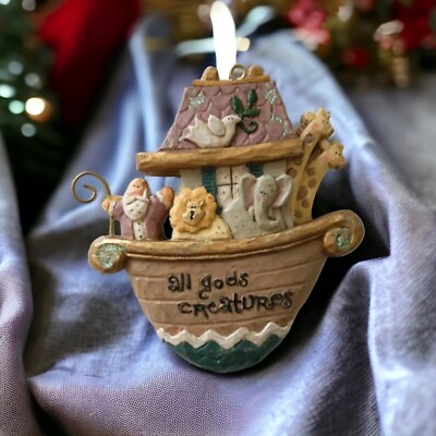 Noahs Ark Christmas Ornament Vintage Animals All Gods Creatures Kitschy Whimsy
