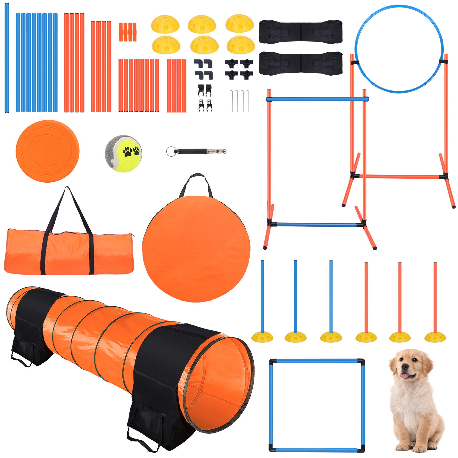 300cm Pet Dog Agility Equipment Set Obstacle Course Training Supplies Toys Jump