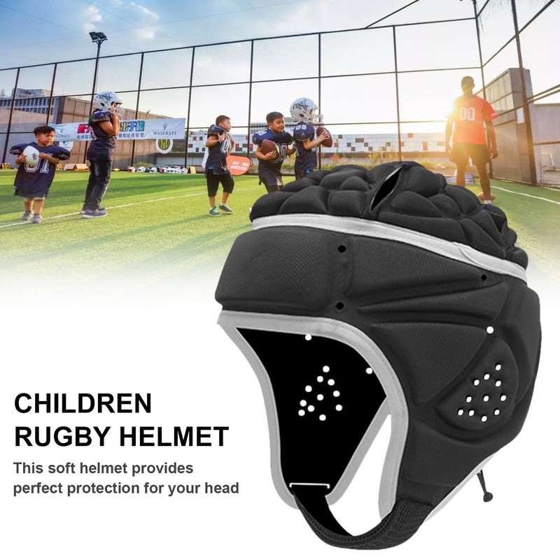 Kids Soft Padded Rugby Helmet Adjustable Headgear Head Protector