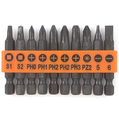 10 PC IMPACT 2'' SCREWDRIVER POWER SCREW TIP BITS SET 1/4'' Shank Phillips Square