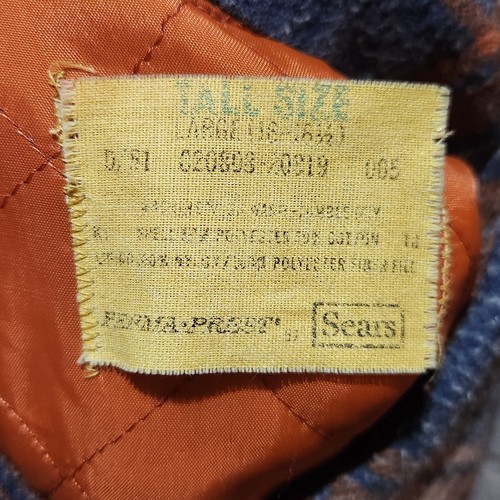 VTG 60s Sears Perma-Prest Quilt Lined Plaid Flannel Shirt Large Tall *Fits XL*