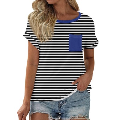 Women's T Shirt Tee Printed Short Sleeve Pocket Daily Weekend Fashion Basic