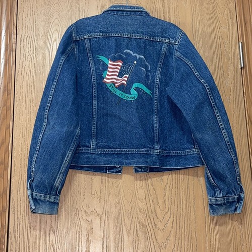 AMERI × Lee OVERSIZE DENIM JACKET Vintage Lee trucker jean jacket graphic american flag womens