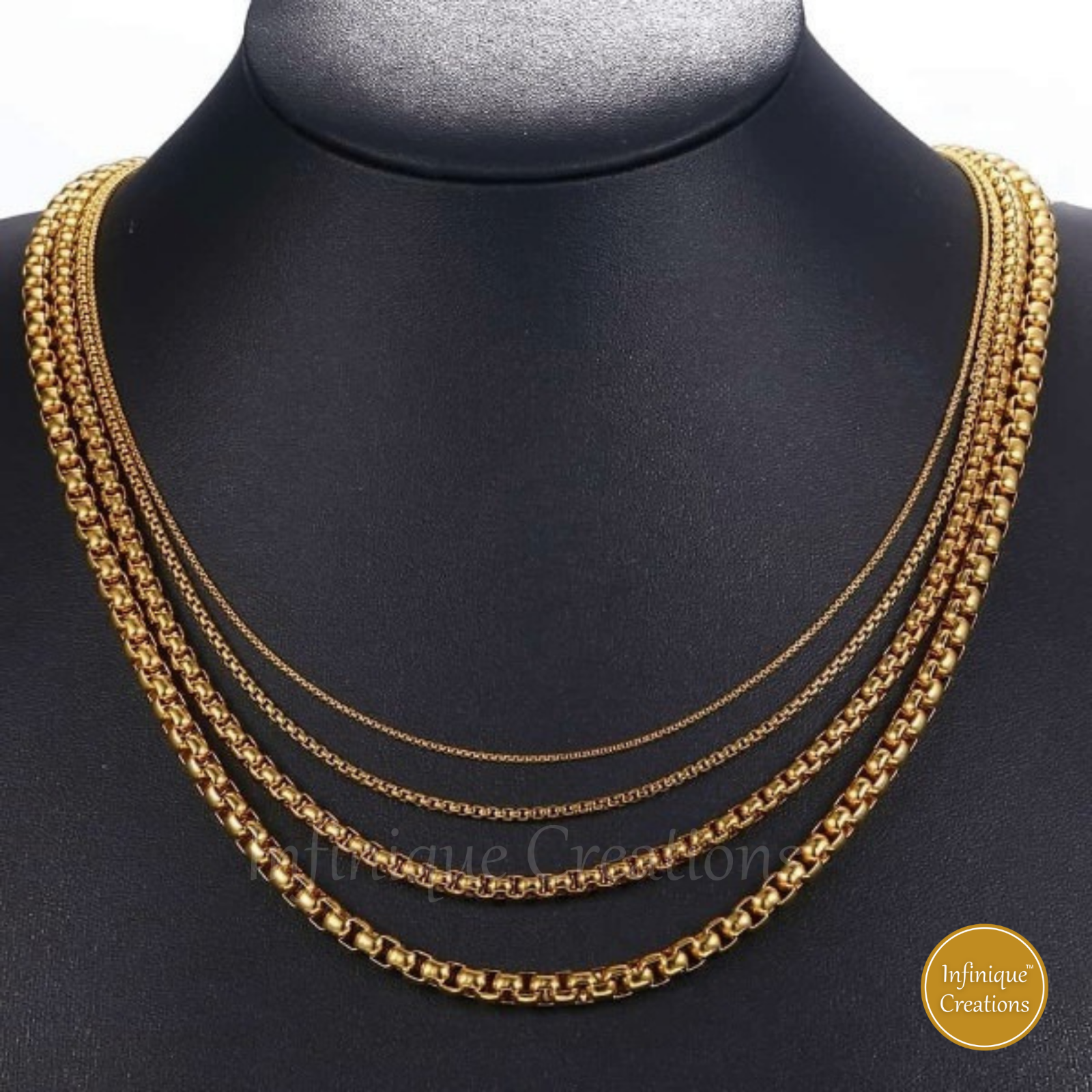 Stainless Steel Round Box Chain 18k Gold Plated 7-38" Bracelet Necklace 1.5-5mm