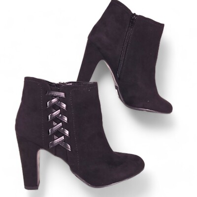 Fergalicous Purge Womens 10 Booties Black Faux Suede Ankle Boots Heels