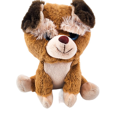 MGS Group Puppy Dog Plush Eye Brow Glitter Eyes Brown  Stuffed Animal 2016 7''