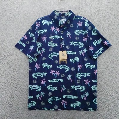Chubbies The Neon Glade Performance Polo Alligator Print Blue Large NEW