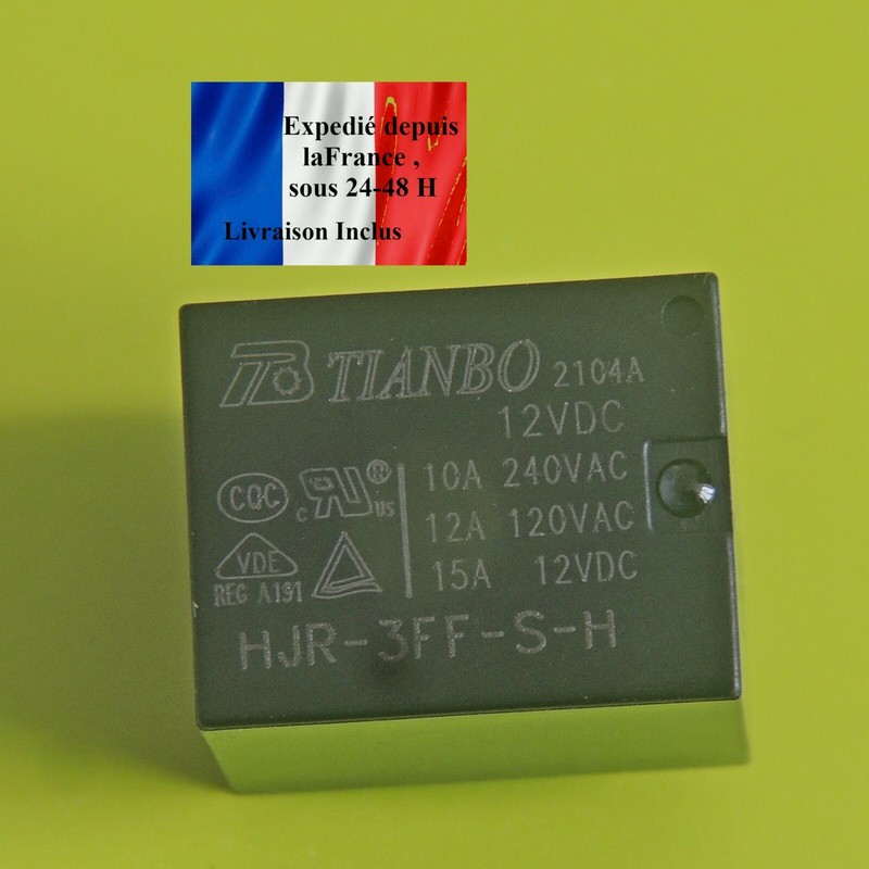 Relais Tianbo 12v_hjr-3ff-S-H 12vÂ  -10a Sous 240v, Montage Ã  Souder 4 Pins
