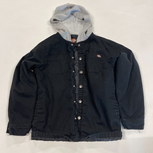 Dickies Workwear Jacket BOYS L Black Denim Snap Button