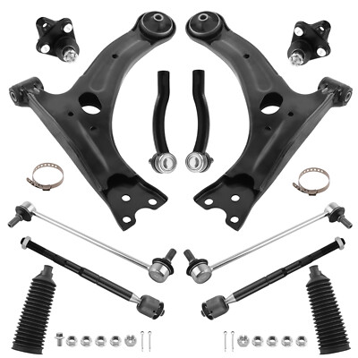 12pcs Front Control Arms Ball Joint Tie Rod LH & RH For 2003-2008 Toyota Corolla