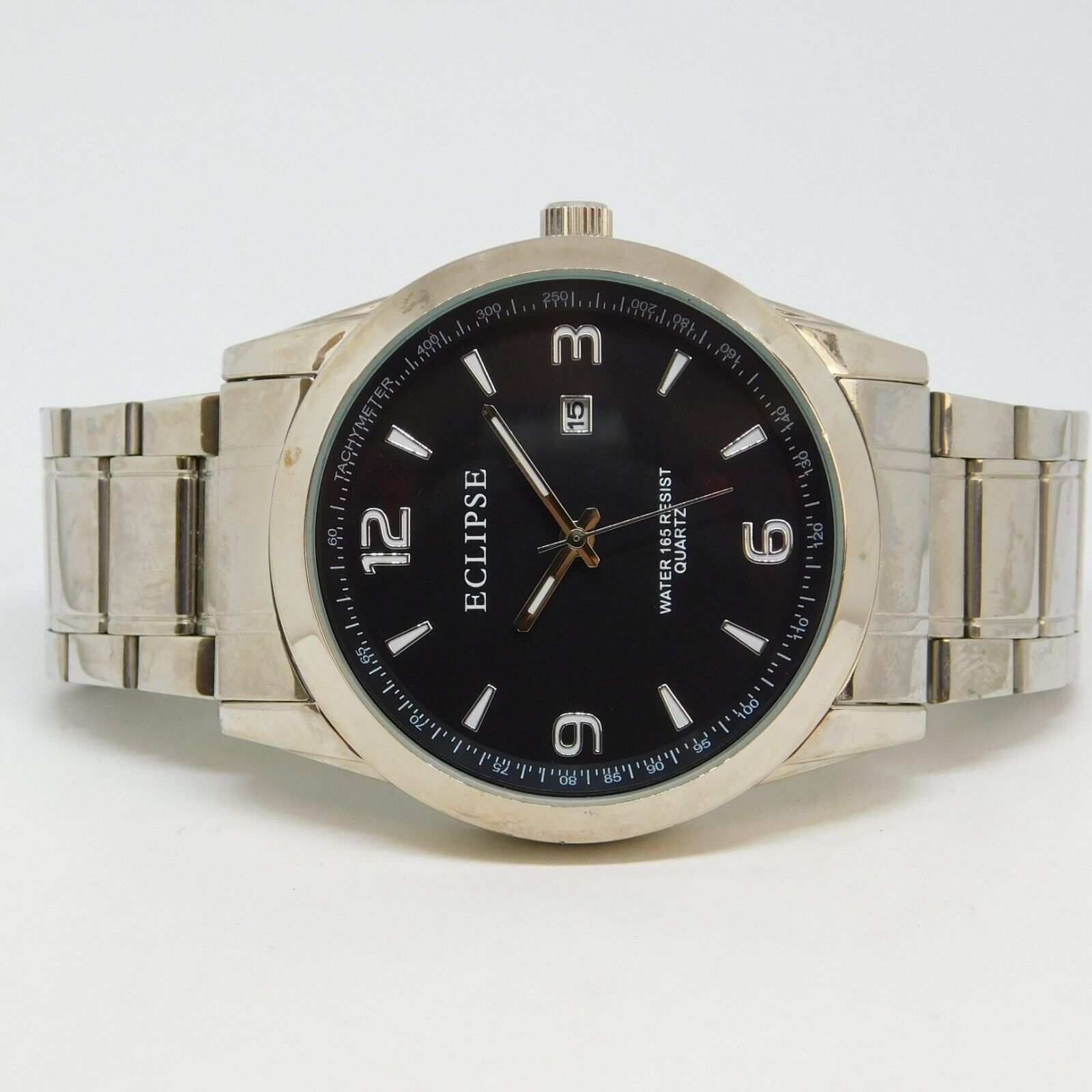 Eclipse EC/1022SV Silver Tone Quartz Analog Men's Watch Sz. 6 3/4 Eclipse EC/1022SV Silver Tone Quartz Analog Men's Watch Sz. 6 3/4