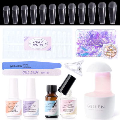 Gellen Gel Nail Kit, Nail Tips and Glue Gel Kit with Base & Top Coat, 240Pcs Ful