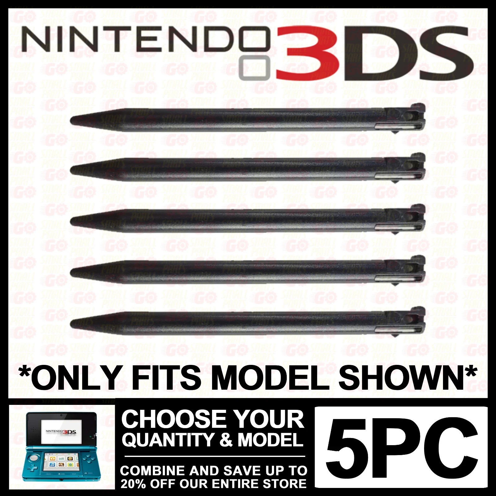 5PC Stylus for Nintendo Original 3DS Black Plastic Pen Replacement Touch Screen