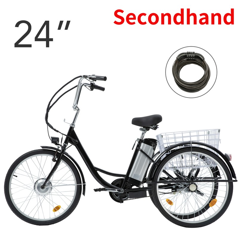Secondhand 24"Adult Electric Tricycle 250W 36V 10AH Lithium 
