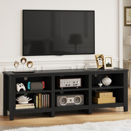 6 Cubby TV Stand Console Table for TVs up to 80 inch with 6 Storage Compartments