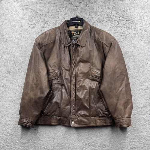 古着 90s USA製 Reed Sportswear　ライダースジャケット Vintage Reed Sportswear Leather Bomber Jacket Mens Medium