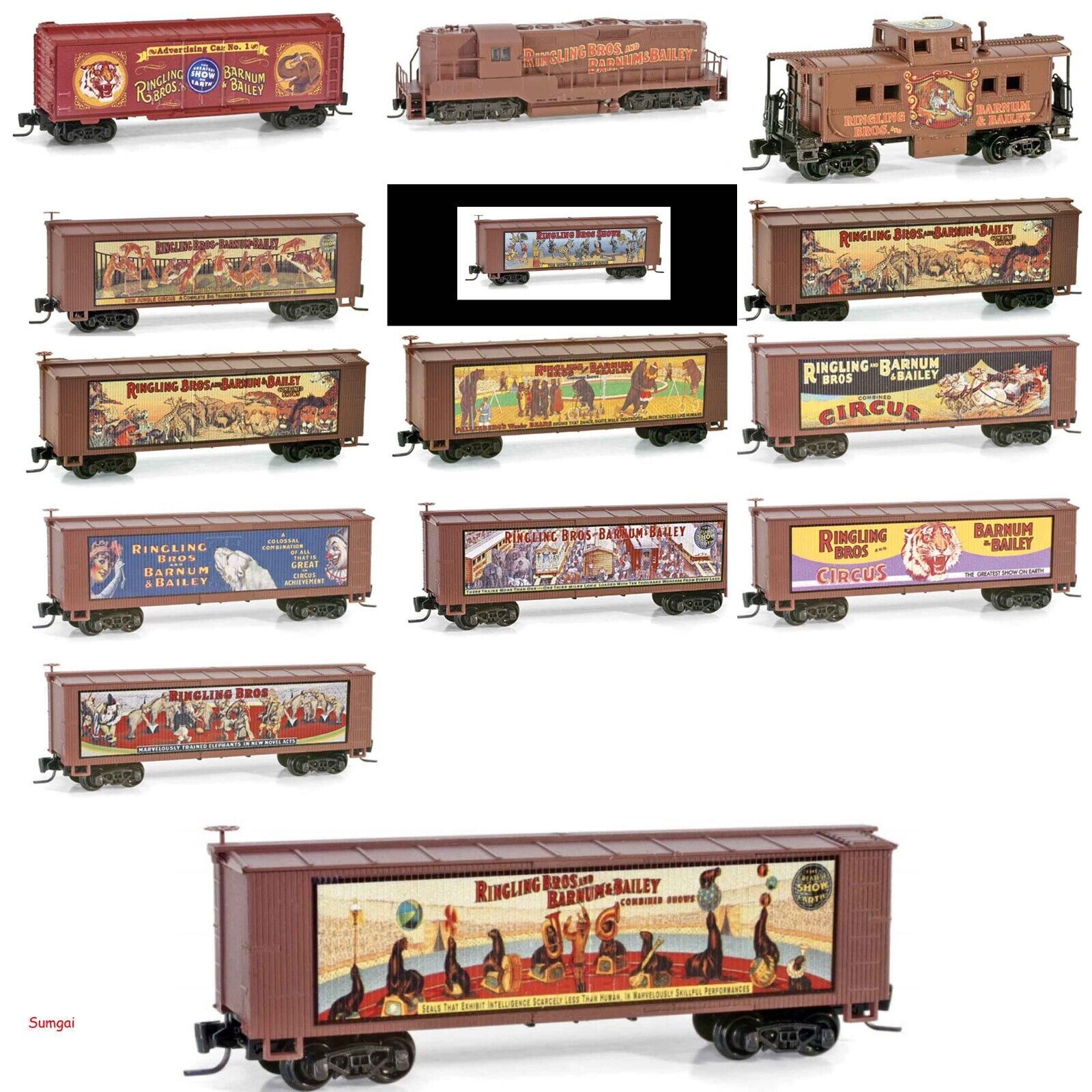 Ringling Bros Micro-Trains Line Z Scale Z Gauge GP9 & 13 pcs Ringling Bros Micro-Trains Line Z Scale Z Gauge GP9 & 13 pcs