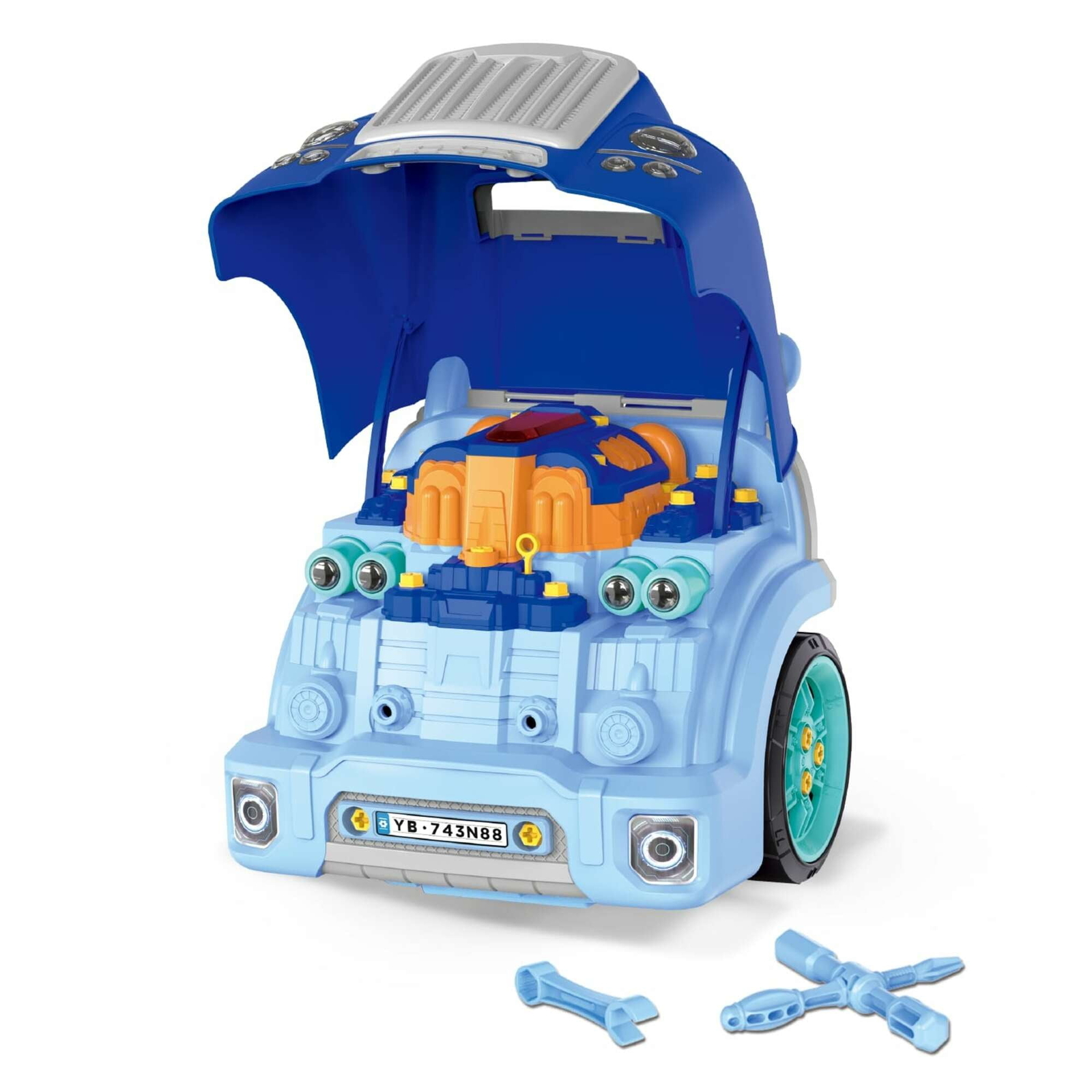 Motor.Car Engine Workshop - Blue - Take Apart & Rebuild Mechanical Toy, Battery!