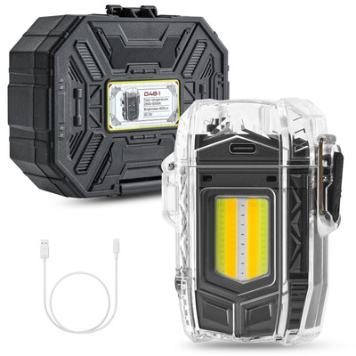 COB Keychain Work Light Flashlight with Arc Lighter for Camping Walking Hiking！