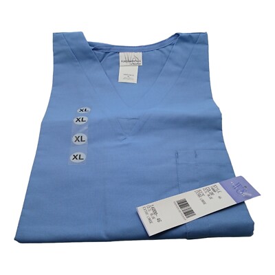 UNISEX SCRUB TOP SIZE XL Color Ceil Blue Fundamentals White Swan 1 Pocket
