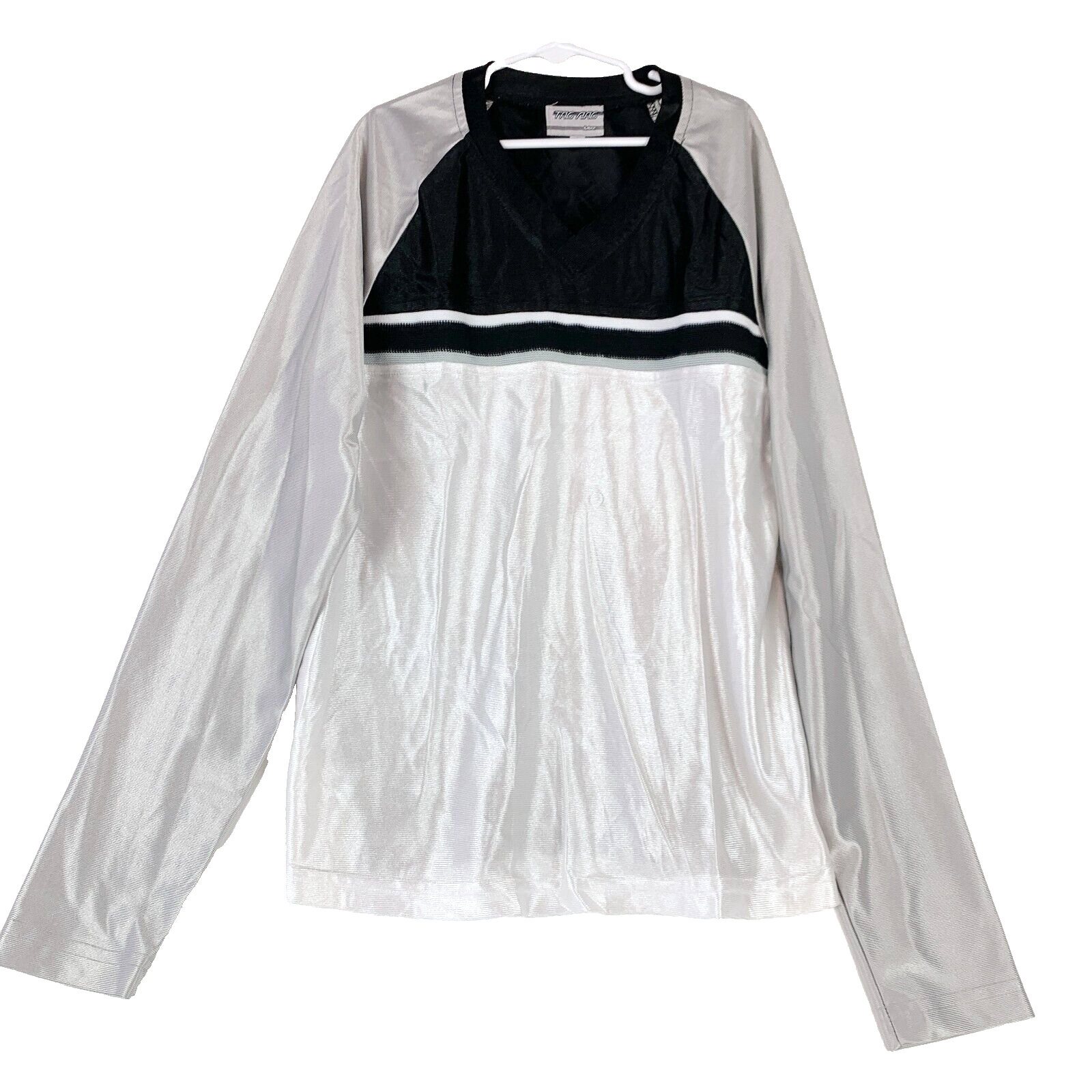 fojakj 90s LLICA プロモ ロンT Vintage 90s Tag Rag Future Streetwear V-Neck Shirt Nylon