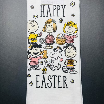 PEANUTS Snoopy Charlie Brown 2 Pack Kitchen Hand Towels Happy Easter Bunny NEW