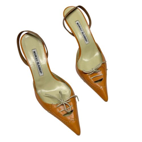 Manolo Blahnik Lace Up Mules Vintage Slingback Heels Size 36 Manolo Blahnik Lace Up Mules Vintage Slingback Heels Size 36