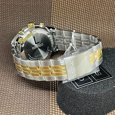 Pre-owned Seiko Chronograph Ssb430p1 Two-tone Gold Stainless Steel Analog Quartz Men Watch