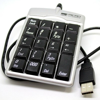 Micro Innovations USB Numeric Plus Keypad KP25B Plug n Play 18 Full Feature Keys