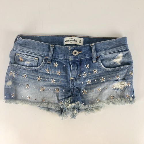 【AEAE】 STUD SHORTS ♥4COLOR Abercrombie Kids Girls Jean Shorts Size 14 ES16 Rhinestone