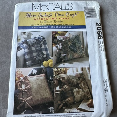 McCall s Home Sewing Pattern By Donna Babylon Sack Pillows New Uncut