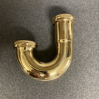 New Open Box, Gold Metal P-Trap & Flange Polished Sink PTrap Drain Plumbing Part