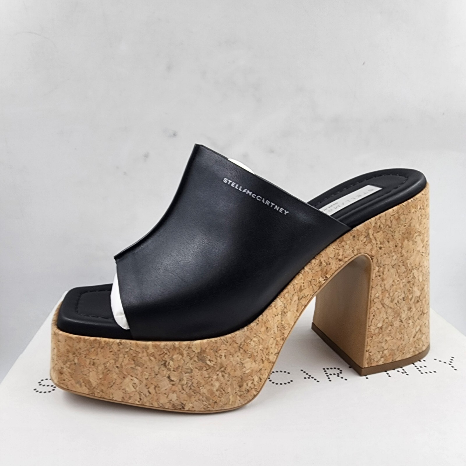 Stella McCartney Skyla Alter Eco Platform Sandals Womens 38.5/8.5US Black SlipOn - Picture 12 of 16