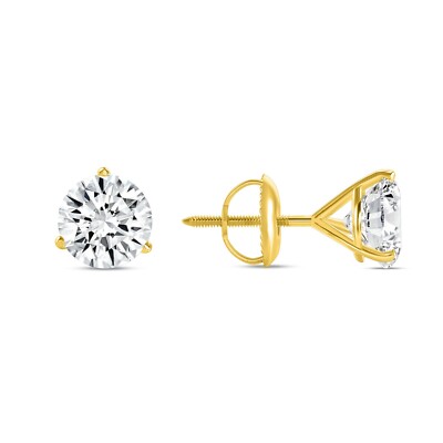 Pre-owned Shine Brite With A Diamond 4.50 Ct Round Cut Earrings Studs Solid 18k Yellow Gold Screw Back Martini In White/colorless