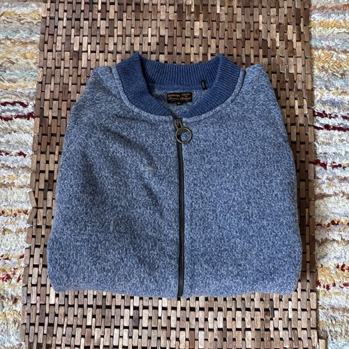 Barbour Beacon Brand Wool Full Zip Bomber Jacket Blue Men's